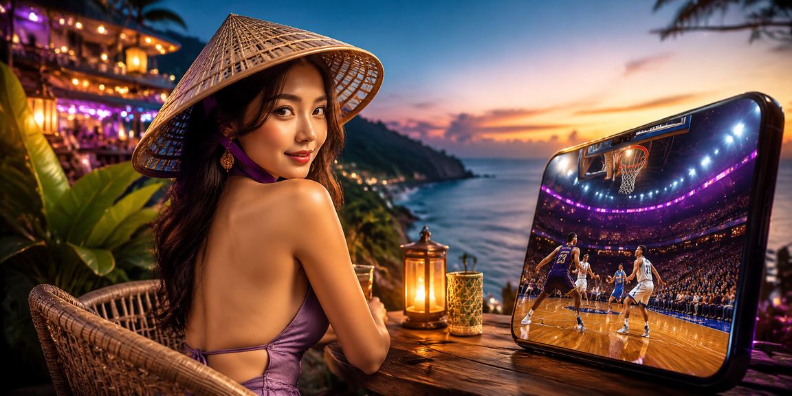 Người dùng tại Sapa đội nón lá theo dõi kèo bóng rổ trên điện thoại